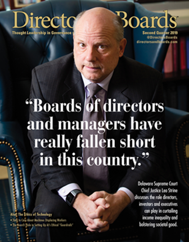 directors boards strine leo corporate quarter interview second influential executives curtailing discusses judge investors role law play